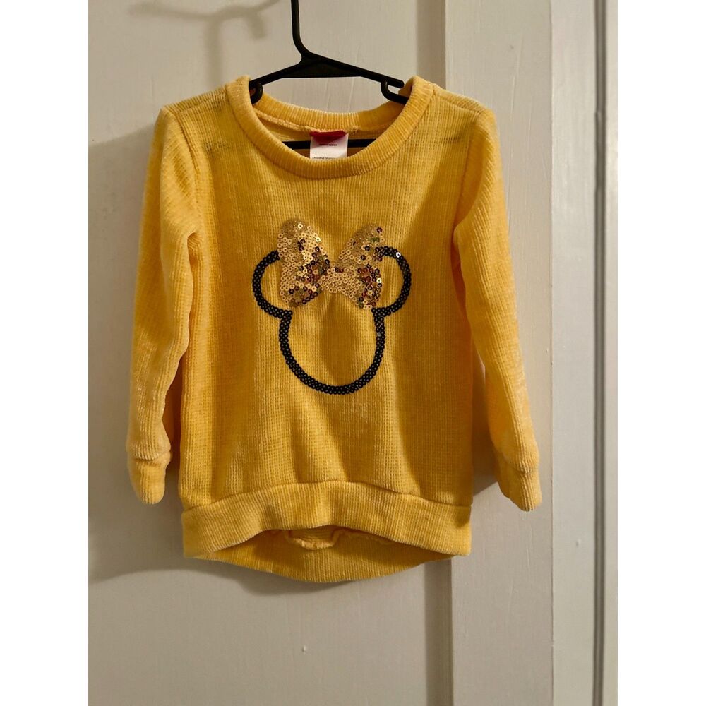 Girls Disney Junior Minnie Mickey Mouse Yellow Sweater Size 3T
